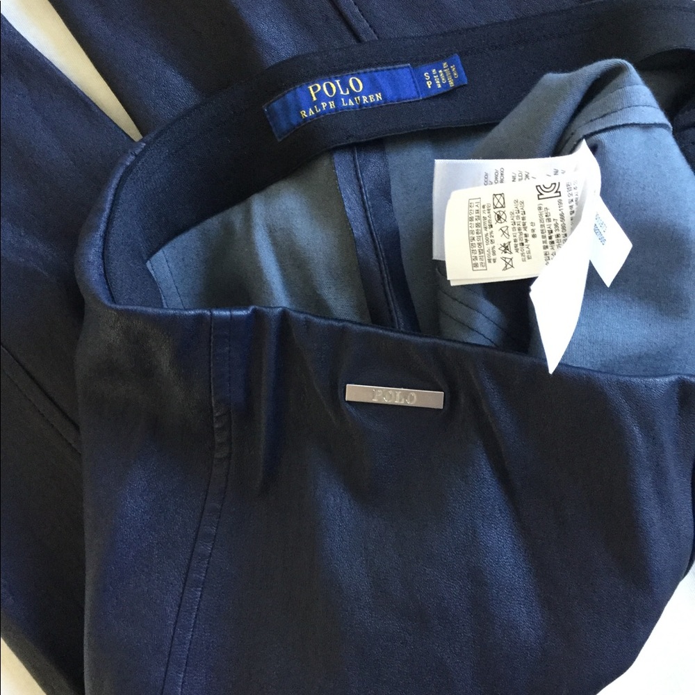 POLO RALPH LAUREN LAMB LEATHER STRETCH LEGGINGS - Picture 8 of 8